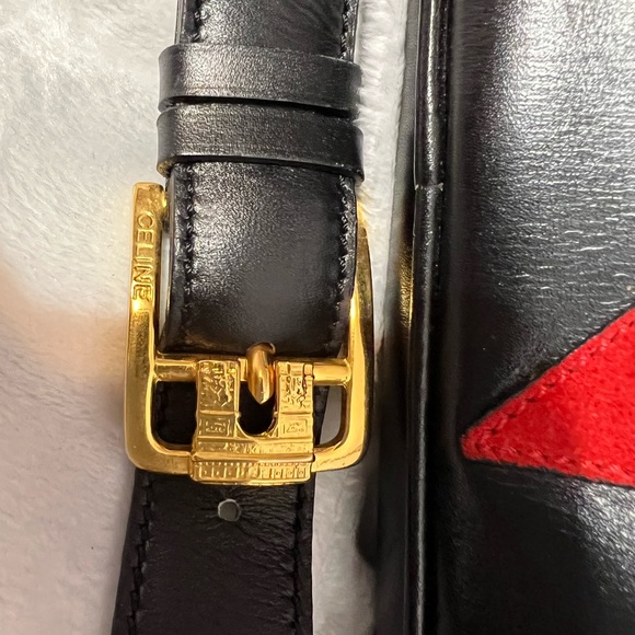 Celine Leather/Suede Black/Red Houndstooth design camera bag - Picture 4 of 4